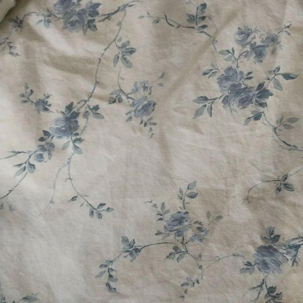 SIMPLY SHABBY CHIC Duvet Cover Indigo Batik Blue White Floral Reversible Buttons